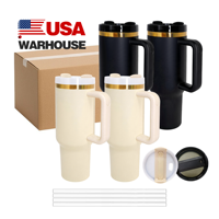 Gobelet isotherme en acier inoxydable plaqué or 40 oz avec poignée, gravure laser USA RTS, double paroi isolée, pour voiture, idéal pour les cadeaux
