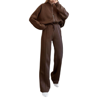 Ensemble de survêtement en spandex ultra-doux pour femme, avec sweat à capuche fluide et pantalon de jogging décontracté à fermeture éclair