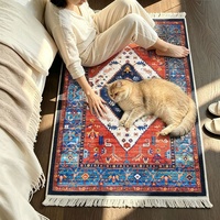 Tapis en velours polyester de style ethnique, grande surface, pour salon et chambre, motif géométrique abstrait, lavable en machine, haut de gamme