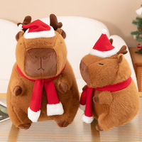 Peluche Capybara Mignonne de Noël, Jouet en Peluche Kawaii, Décoration de Noël, Jouet pour Machine à Pinces, Jouet Doux de Dessin Animé