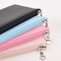 MOQ100 Tas Clutch Kulit PU Mewah Berembos Jahitan Rapi Dompet Persegi Panjang Tipis untuk Wanita Logo Cetak Kustom Kantong Portabel