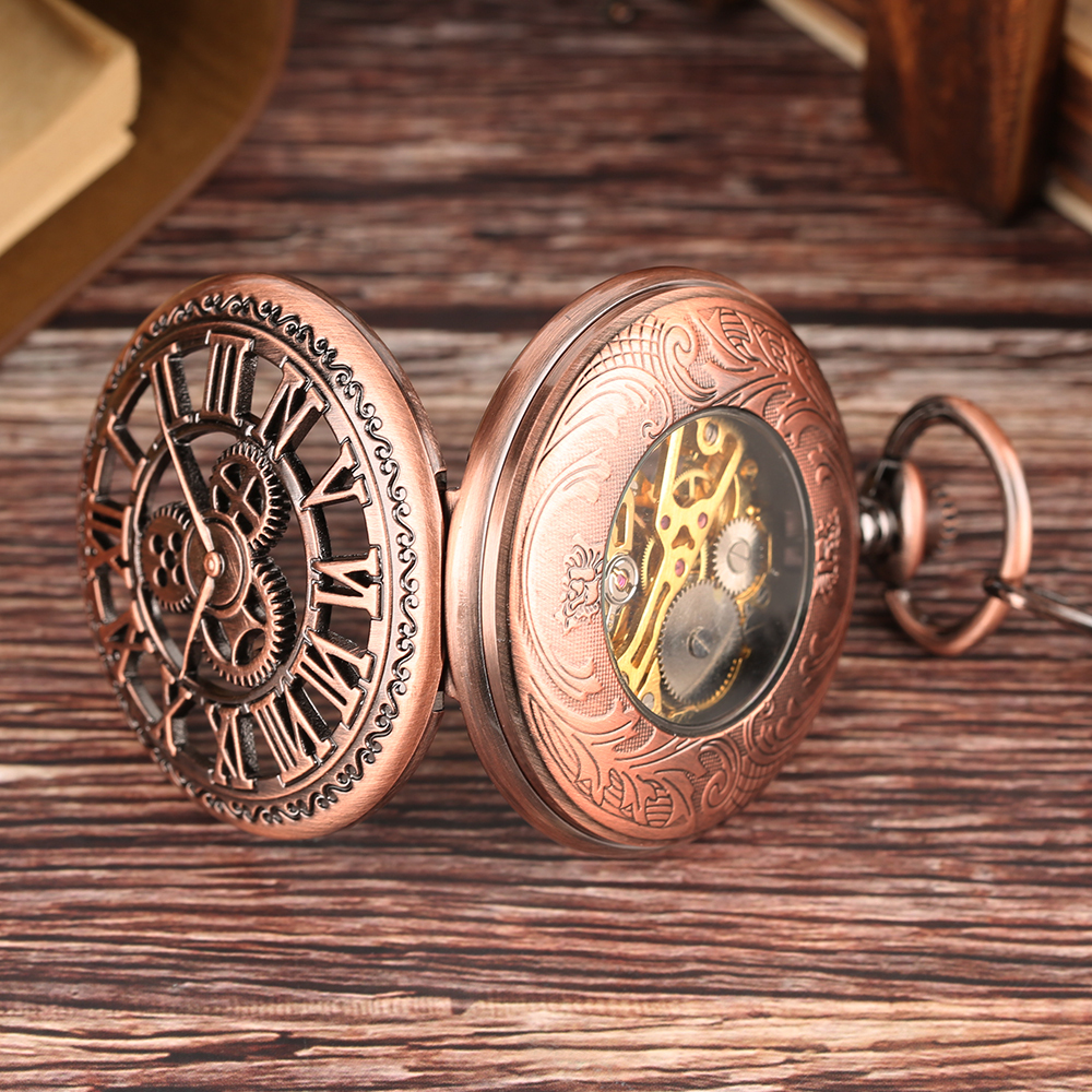 Orologio Da Tasca Meccanico A Carica Manuale, Con Scheletro In Oro Rosa Antico Da Uomo E Da Donna~p139823073