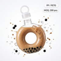 Nouvelle bouteille en plastique portable en forme de donut, résistante aux hautes températures, pour thé au lait, jus, café, boissons chaudes, 500 ml