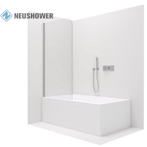 Écran de <span class=keywords><strong>baignoire</strong></span> rectangulaire noir mat en chrome poli avec joint inférieur porte de <span class=keywords><strong>douche</strong></span> battante verre <span class=keywords><strong>pliable</strong></span> pour salle de bain - Product Image 3