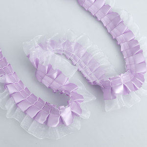 4cm doppio plissettato in poliestere trasparente Chiffon accessori per indumenti gonna polsini fatti a mano fai da te gonna tutore pizzo - Product Image 2