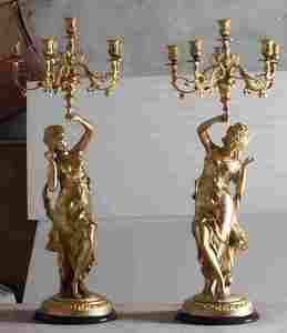 Un Par <span class=keywords><strong>de</strong></span> Candelabros <span class=keywords><strong>de</strong></span> Estilo Francés con Figuras <span class=keywords><strong>de</strong></span> Musas Doradas, <span class=keywords><strong>5</strong></span> Brazos, para Decoración del Hogar, Actividades Religiosas y Bodas - Product Image 3