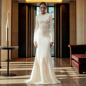 Vente flash Ramadan 2025, <span class=keywords><strong>robe</strong></span> de soirée longue <span class=keywords><strong>blanche</strong></span> en crochet de haute qualité, design boutique, vente en gros, <span class=keywords><strong>robe</strong></span> élégante pour femmes, coupe ajustée - Product Image 6