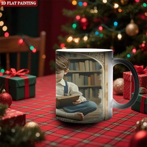 Mug personnalisable avec motif de texte, mug vide en céramique noir givré de 11 oz, tasse à changement de couleur activée par la chaleur - Product Image 2
