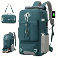 Tas Ransel Pria Bahan Nylon Grosir, Tahan Air, Kompartemen Sepatu Lipat, Port Pengisian Daya USB, Set Perlengkapan Hiking Outdoor yang Tahan Lama