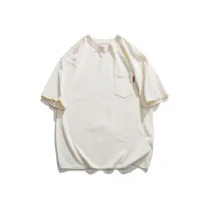 Toptan ucuz beyaz % 100 pamuk boy Tee T shirt toplu boş erkek gömlek cep t-shirt baskı ile