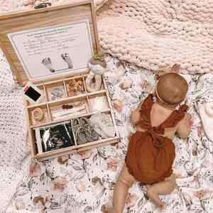 Baby <b>Keepsake</b> <b>Box</b> Wooden Baby's First Year Library Diy <b>Memory</b> Organizer - Product Image 3