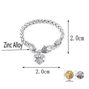 Pulsera personalizada de aleación de Zinc, colgante de corazón de cristal para maestro/mamá/hermana, para regalo - Product Image 2
