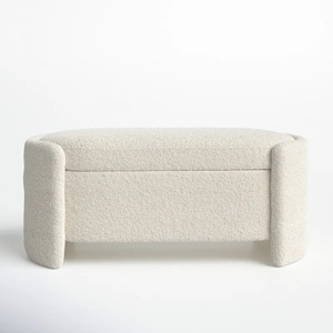 <span class=keywords><strong>Banc</strong></span> <span class=keywords><strong>de</strong></span> rangement en bouclette blanche, pouf, salon, chevet, repose-pieds, moderne, entièrement rembourré - Product Image 2