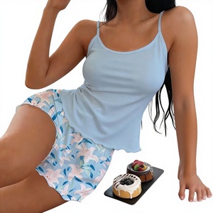 Women 2-Piece Breathable V-neck Knitted Lounge Set Short-Sleeved Top Drawstring Shorts Solid Gray Casual Summer Eco-Friendly - Product Image 4
