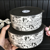 Vente en gros de bols de rangement pour aliments en céramique à motifs floraux, 3 tailles, ensemble de récipients en porcelaine pour conserver la fraîcheur avec couvercle, emballage en boîte cadeau