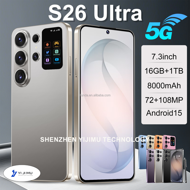 High Quality S26 Ultra 16G+1TB Android 15 Big Screen Fast Charging Decacore Processor Global 5G Cell Phones Premium Quality