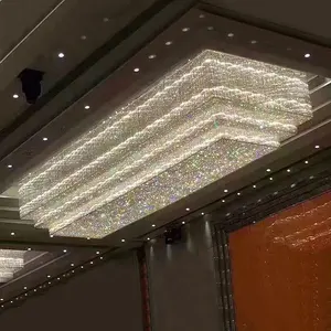 Led Moderne Vierkante Hotel Lobby Kroonluchter K9 Crystal Custom Opgeven Size Plafondlamp Grote Crystal Plafondlamp Kroonluchters