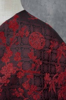 Tissu jacquard chenille tricoté métallique 100 % acrylique, motif dragon prune-bambou de style chinois traditionnel, fin et subtil