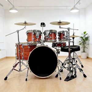 Kit de batterie complet 7 fûts 3 cymbales, batterie acoustique avec coque en bois, accessoires complets pour performance musicale - Product Image 3