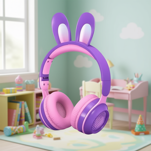Cuffie Myrva Rabbit Earphone viola per bambini, auricolari Bluetooth wireless per bambini con limitazione del volume per un ascolto sicuro - Product Image 2