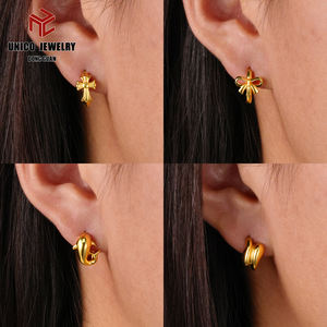 أقراط دائرية من الفولاذ المقاوم للصدأ مطلية بالذهب عيار 18 قيراط، خطاف مصبوب بالبودرة، مجوهرات نسائية بالجملة للجنسين - Product Image 4