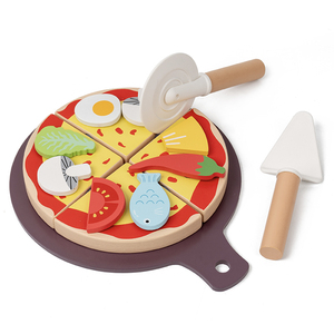 Ensemble <span class=keywords><strong>de</strong></span> jouets en bois Montessori pour enfants : jeu d'imitation <span class=keywords><strong>de</strong></span> <span class=keywords><strong>pizza</strong></span>, jeu d'apprentissage culinaire pour tout-petits - Product Image 1