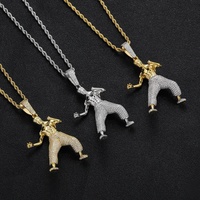 BESDZ0391 Ciondolo da Uomo in Ottone Placcato Oro per Kung Fu, con Micro-Pavé di Zirconi, Design Solido 3D, Icona Nazionale Personalizzata, Stile Hip-Hop