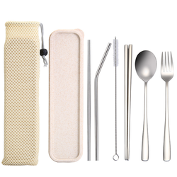 Juego de Cubiertos Portátiles de Acero Inoxidable para Viajes al Aire Libre, Cuchillo, Cuchara, Tenedor, Palillos, Pajita, con Caja - Product Image 6