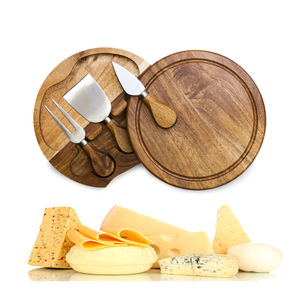 Acacia Wood <b>Cheese</b> Board <b>Set</b> With <b>Knife</b> Storage And Serving Tray For <b>Cheese</b> Platter - Product Image 2