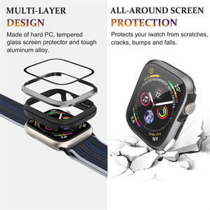 Caja de Reloj de Metal Premium con Cristal Templado para <span class=keywords><strong>Apple</strong></span> <span class=keywords><strong>Watch</strong></span>, Protector de Pantalla de Aleación para IWatch Series - Product Image 4