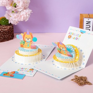 Carte de vœux 3D pop-up personnalisable en forme de gâteau, pour la fête de Thanksgiving, taille personnalisée, impression 2 couleurs, gaufrage, impression offset - Product Image 6