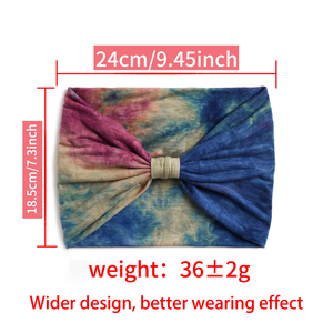 All'ingrosso elastico arcobaleno Yoga sport <span class=keywords><strong>testa</strong></span> avvolge sudore elastico assorbimento annodato ampio Tie Dye fasce per la <span class=keywords><strong>testa</strong></span> da donna - Product Image 3