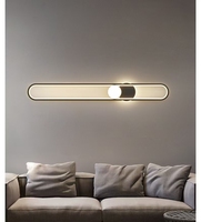 Lampu Dinding Hotel Besi Modern, Lampu Sconce Panjang, Terpasang di Permukaan, Kontrol Jarak Jauh, Warna Dapat Disesuaikan, 3500K Putih Hangat untuk Kamar Tidur Ruang Tamu