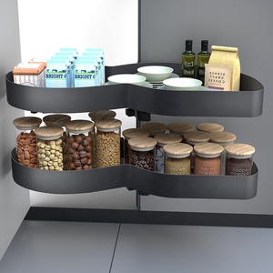 Mueble de Cocina Modular Moderno de 2 Niveles con Bandeja Abatible de Cierre Suave y Almacenamiento Extraíble Magic Corner, Fácil Instalación, Ahorro de Espacio - Product Image 4