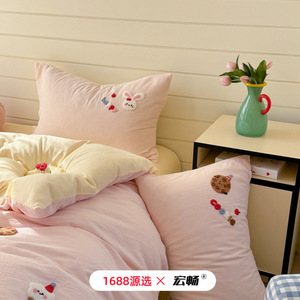 ชุดเครื่องนอนผ้าฝ้าย 1688 X  4 ชิ้น ลายปักการ์ตูนอนิเมะ  ให้ความอบอุ่น  นุ่มสบายผิว  ใช้ได้ในฤดูใบไม้ร่วงและฤดูหนาว - Product Image 4