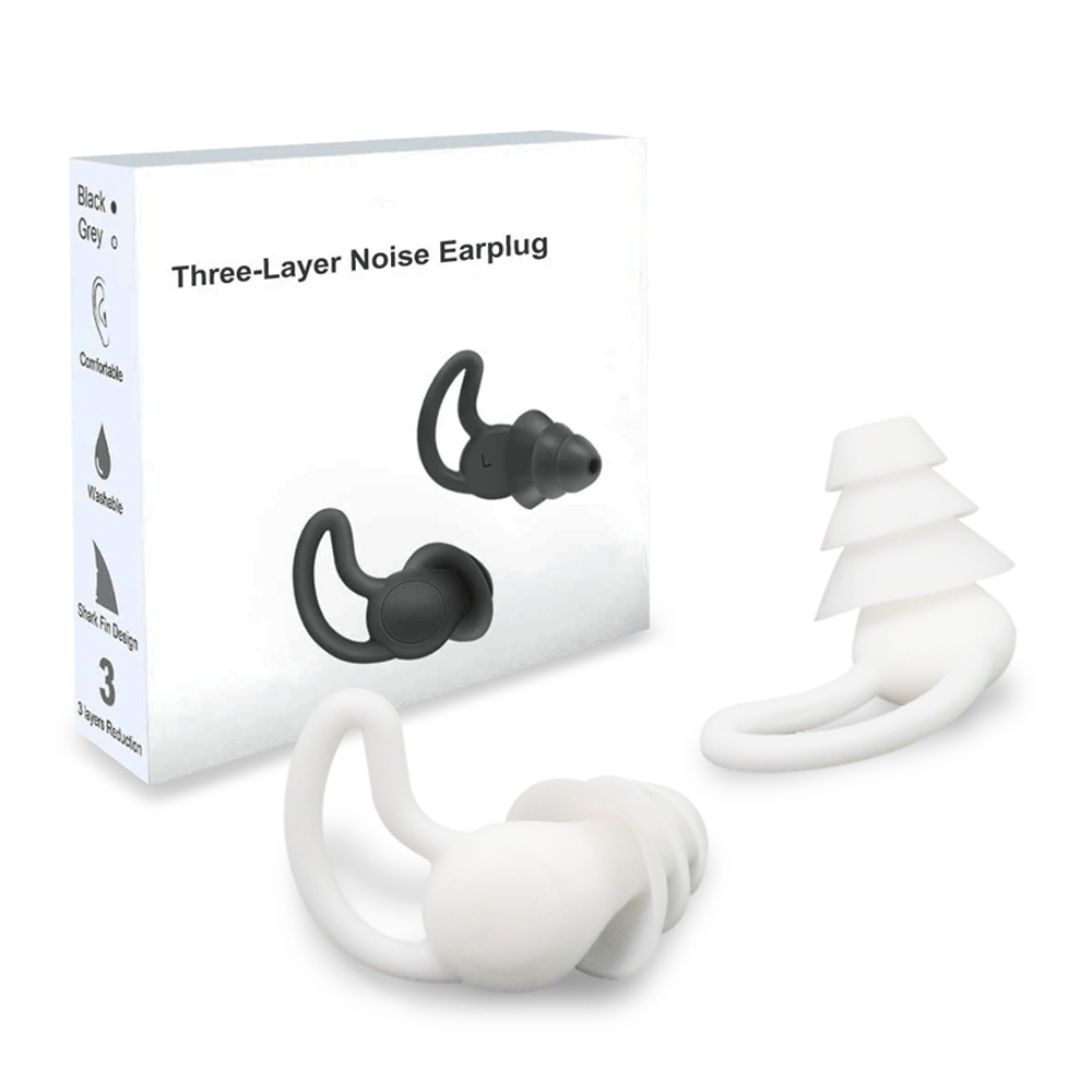 Ruído Redução Ear Plugs Triplo Física Ruído Redução Skin-friendly Silicone GEL Natação Earplug