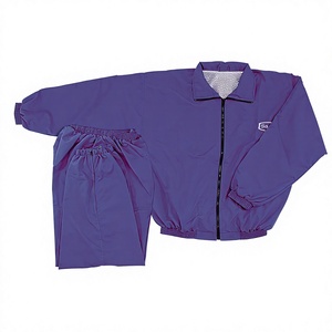 Survêtement unisexe violet léger et écologique, grande taille, manches longues, taille élastique, respirant, décontracté, couleur unie, demi-zip - Product Image 3