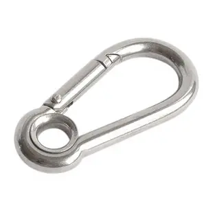 Snap Hook Stamped D-Ring Stainless Spring Steel Climbing Carabiner With Eyelet