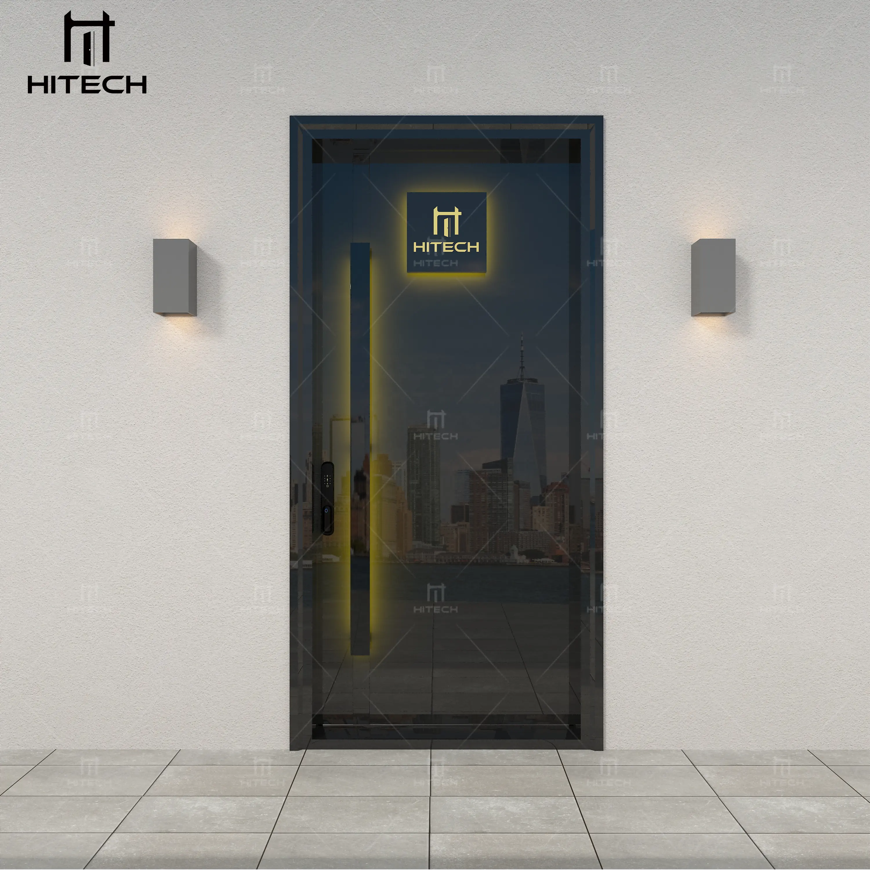 Hitech entrada moderna gran pivote puerta delantera de gama alta antirrobo puerta exterior puertas principales diseño de lujo puerta principal