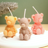 Bougie décorative créative en forme d'ours mignon de luxe, bougie en cire faite à la main, décoration d'intérieur, cadeau pour femmes, décoration de fête d'anniversaire