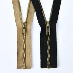 Wholesale Factory Custom Open End Metal Brass Zipper Flame Retardant Metal Zipper for Clothes