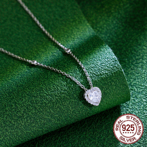 Simple Design Diamond <strong>Link</strong> Cubic Zirconia <strong>Jewellery</strong> 925 Sterling Silver Small Heart Necklace for Women Fashion Pendant Jewelry - Product Image 5