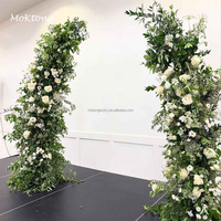 Arche de mariage MoKtong en forme de corne, avec orchidées et roses blanches, toile de fond florale, arche florale artificielle en forme de corne pour la décoration d'événements