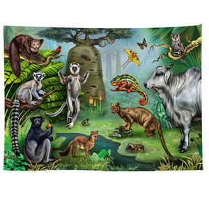 Tapiz colgante de <span class=keywords><strong>pared</strong></span> de Arte de animales de bosque psicodélico personalizado tapiz de <span class=keywords><strong>pared</strong></span> de dinosaurio de dibujos animados lindo <span class=keywords><strong>para</strong></span> decoración de habitación de niños - Product Image 6