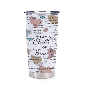 Vaso Térmico de Acero Inoxidable de Doble Pared de 20 oz con la Frase '<span class=keywords><strong>Soy</strong></span> un Hijo de Dios', Regalos Religiosos con Versículos Bíblicos de Jesús y la Fe Cristiana - Product Image 1