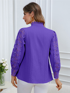 Camisa de Punto con Encaje para Mujer, Primavera/Verano 2026, Estilo Casual para Oficina, Manga Larga, Corte Regular - Product Image 3