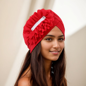 ผ้าโพกหัวมุสลิม HZM-<span class=keywords><strong>26095</strong></span> แบบนุ่ม ระบายอากาศได้ดี สำหรับผู้หญิง ทำจากโพลีเอสเตอร์ ประดับดอกไม้หลากสีสัน - Product Image 2