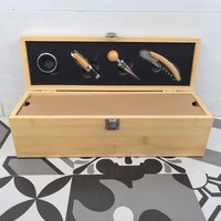 Boîte de rangement à vin en bois personnalisable avec motif gravé LOGO, ensemble d'outils, forme rectangulaire, cadeau de cave à vin de qualité supérieure