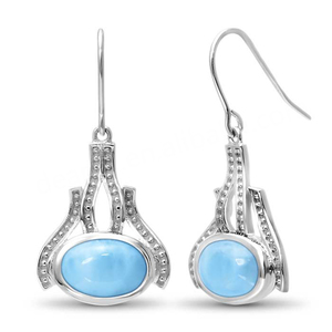 Exclusive Design 925 Sterling <b>Silver</b> Larimar Handmade <b>Long</b> <b>Earrings</b> - Product Image 1