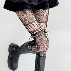 <span class=keywords><strong>Calze</strong></span> a Rete con Fiocco in Pizzo Traforato Y2K, Collant in Rete con Lacci, <span class=keywords><strong>Calze</strong></span> Sexy Retrò Giapponesi per Donna, Vendita all'Ingrosso - Product Image 1